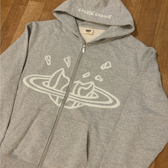 Brand New Broken Planet Zip Up Hoodie - Grey - Picture 7 of 9